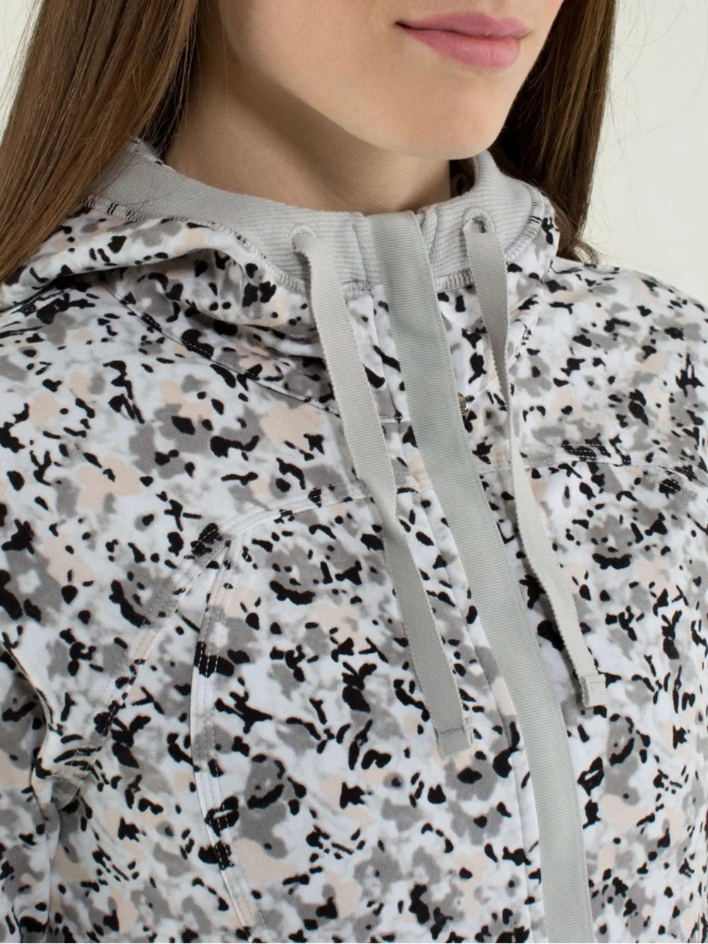 lululemon athletica Light Gray Floral-Print Zip Hoodie